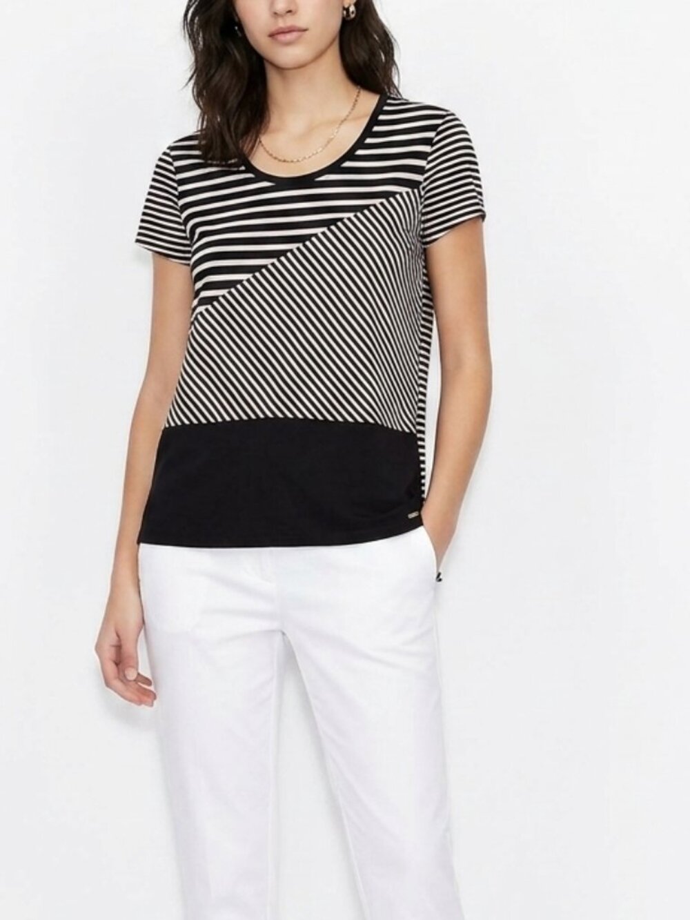 A|X  Armani Exchange Tee: Rare Asymmetric Block & Stripes Design. Size XL